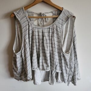 Free People Turn It Up Crppoed loose Tank Top White Gray Small